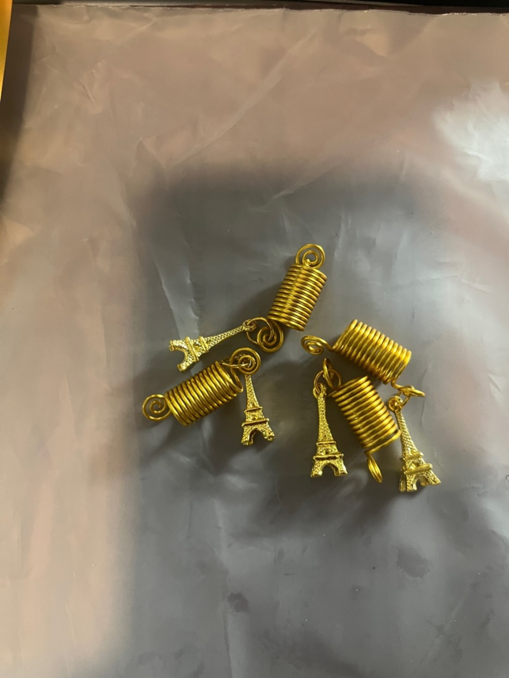Gold Eiffel Tower Hair Coil Charms